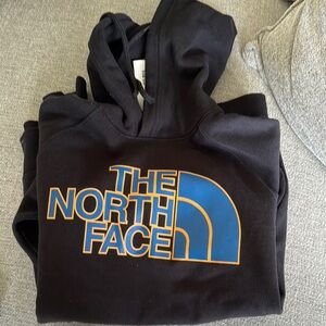 The North Face Black Hoodie with Blue and Orange Logo